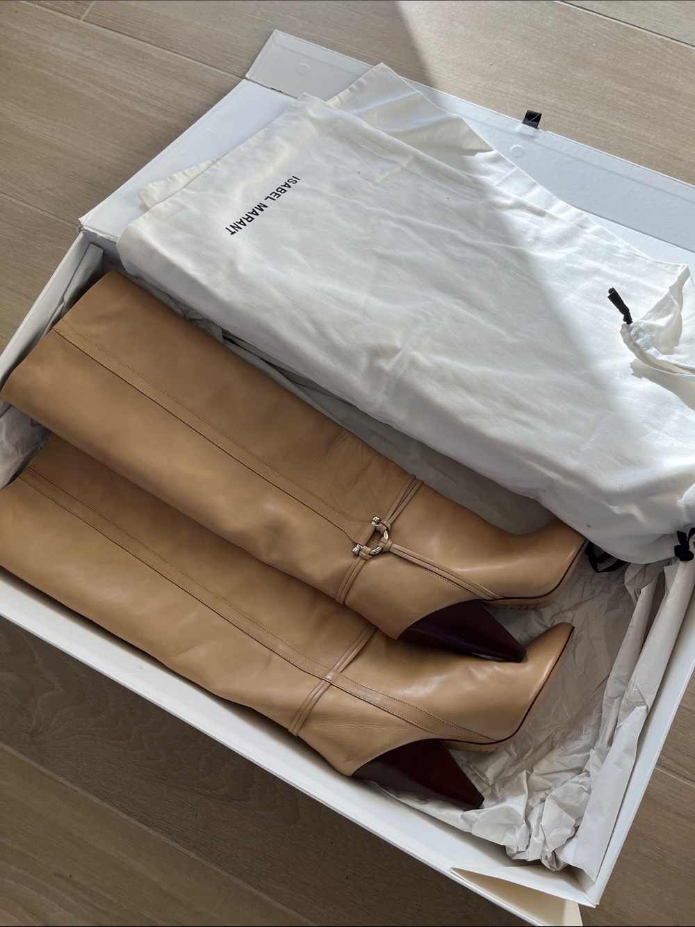 Isabel Marant Tan and Brown Over-the-Knee Leather Boots